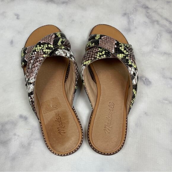 Madewell Skyler Snake Padded Cross Strap Slide Sandals NWOB - Picture 6 of 11